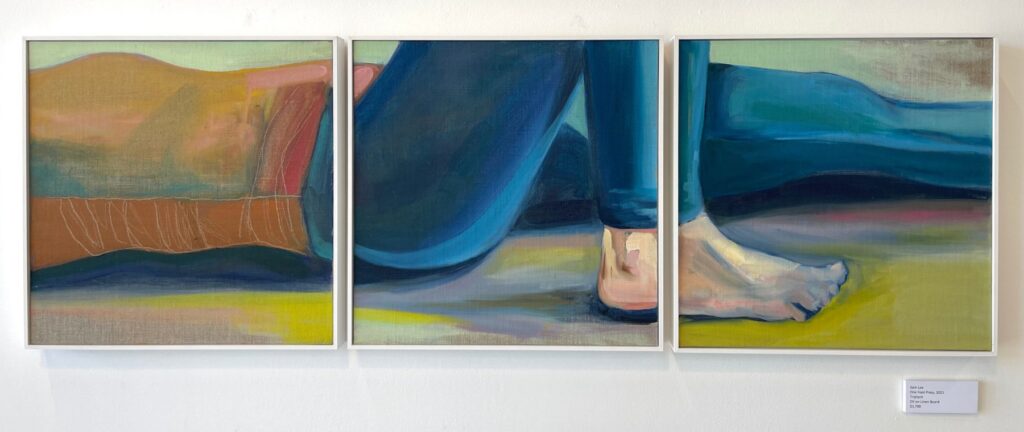Painting by Sam Loe, One Foot Press - 2021, Tryptych, Oil on Linen Board, 950mm x 300mm