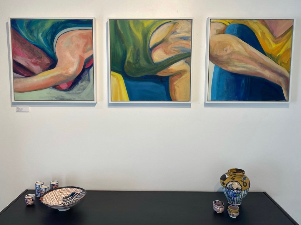 Paintings by Sam Loe, Yielding Setries #1, #2 and #3, In situ at the Quiet Dog Gallery Jan 2022