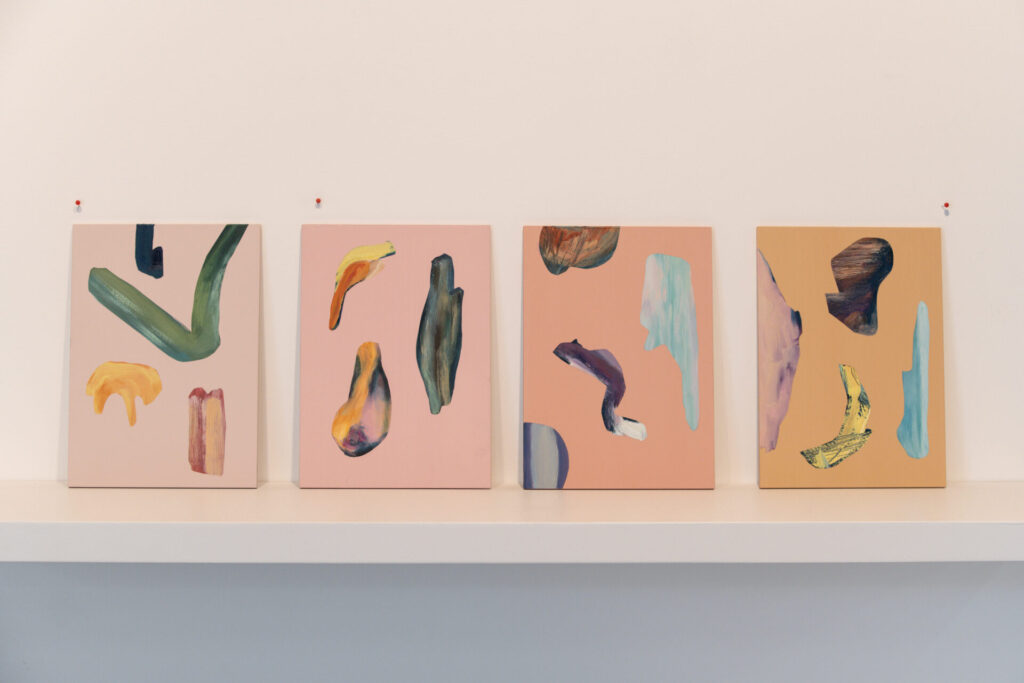 Soft Inventories study 1 – 4, acrylic and oil on board, 2023