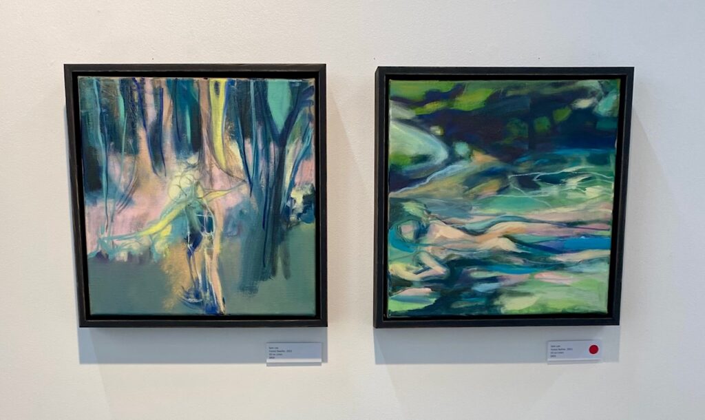 Forest Wanderer + Forest Bather, Oil on Linen Board 300mm x 300mm, 2021 - Bather SOLD