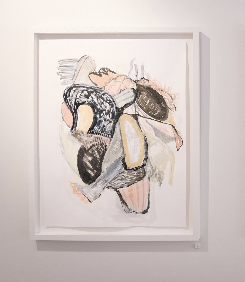 Mothercake Drawing #3. Charcoal, gouache and acrylic on paper, 53cm x 63cm (framed), 2024.