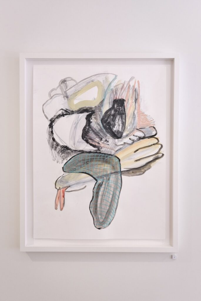 Mothercake Drawing #2. Charcoal, gouache and acrylic on paper, 53cm x 63cm framed, 2024. SOLD